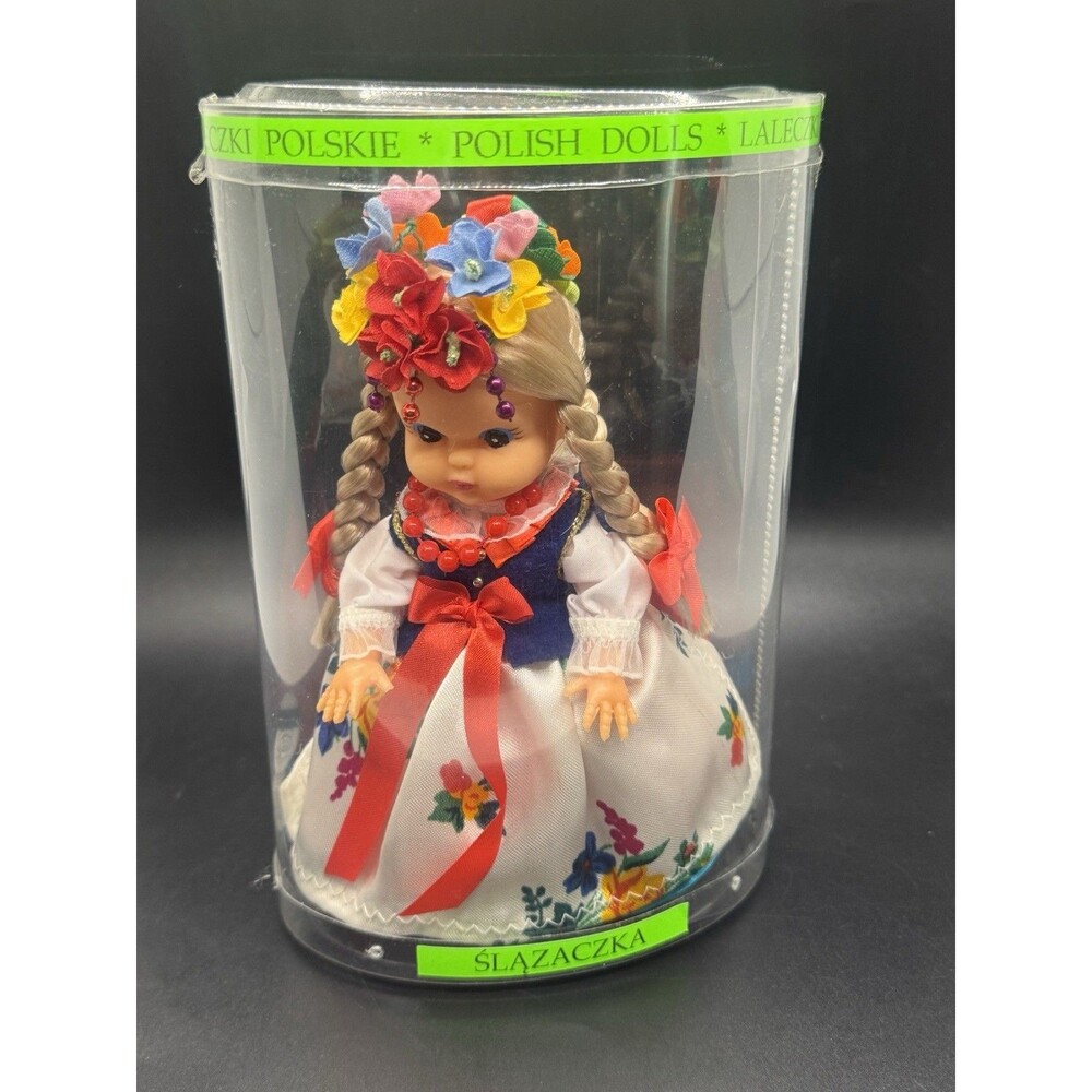 Vintage Krakow Polish Outfit Doll Ślązaczka 7” Figure Flowers Breaded New